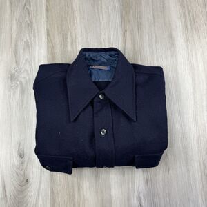 Pendleton Pure Virgin Wool Long Sleeve Button Up Shirt Mens Navy Blue 15.5